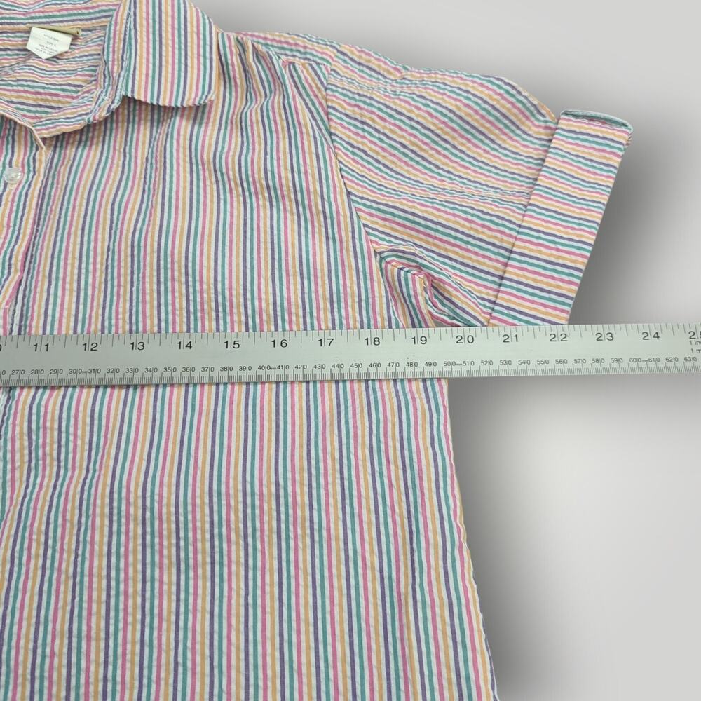 VTG Boca Bay Seersucker Vacation Shirt Women's S Multicolor Striped Button Up - Picture 11 of 15
